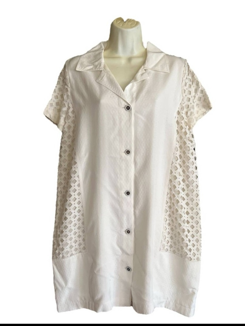 Fendi White Eyelet Panel-Front Tunic - Picture 2 of 12